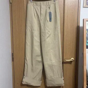 jeanasis 베이지 사이드 스냅 스트레이트 팬츠