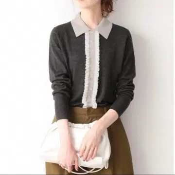 IENA 울 실크 프릴 풀오버