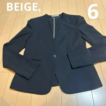 새상품급 베이지 BEIGE, 블랙 V 자켓 아름다운 실루엣 사이즈 6