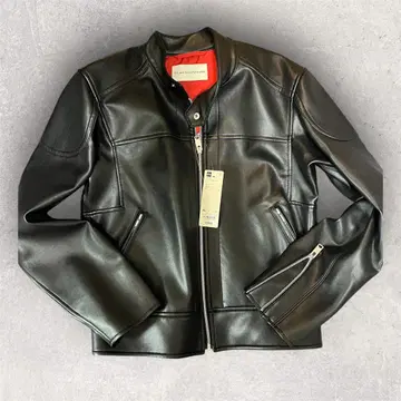 새상품 미사용 블랙 가죽 싱글 라이더 자켓