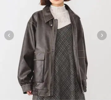 Ray BEAMS 인조 가죽 플라이트 자켓 브라운