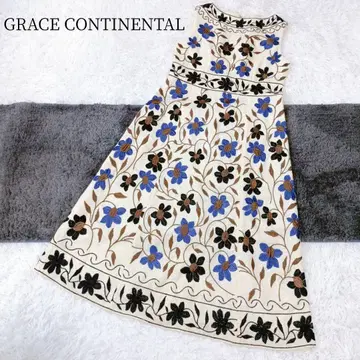 [ 그레이스 콘티넨탈 ] 롱 원피스 꽃무늬 자수 최근 모델 울 올 패턴