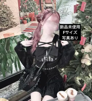 HONEY MEW 빅 리본 샤기 앙상블 상의 미셸 마카롱