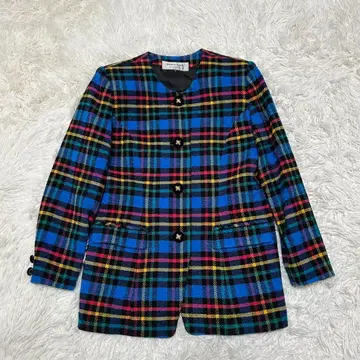 BONA CHIC 보나시크 울 노카라 체크 자켓