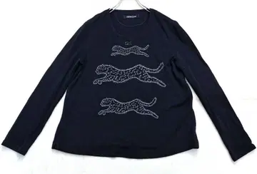 이타리야 울100% 스웨터 블랙 레오파드 무늬 빅 사이즈 13 여성용