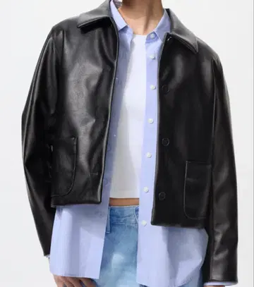 1회 사용한 유니클로 코팅 숏 자켓 BLACK XS