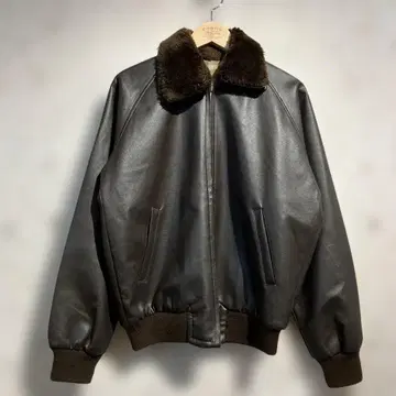 80s-90s UNKNOWN 페이크 가죽 자켓 빈티지 브라운