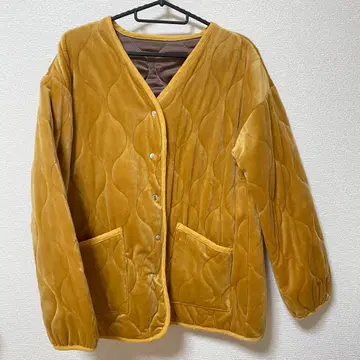 Hunch 퀼팅 자켓 헌치 벨로아 구제 의류풍 머스타드
