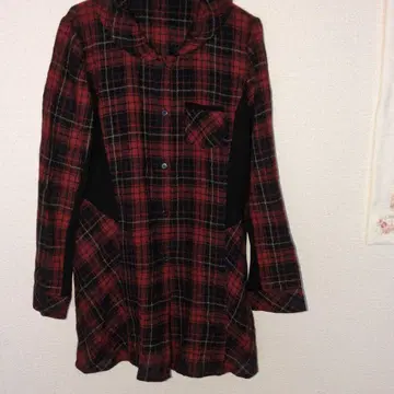 세라비노보노보, 빨검 체크 셔츠, 튜닉 기장, 블라우스 셔츠