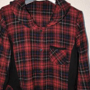 세라비노보노보, 빨검 체크 셔츠, 튜닉 기장, 블라우스 셔츠