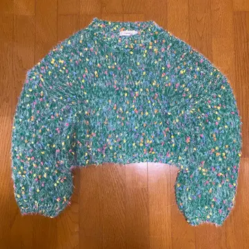 210nouve 믹스 컬러 오버 사이즈 크롭 니트