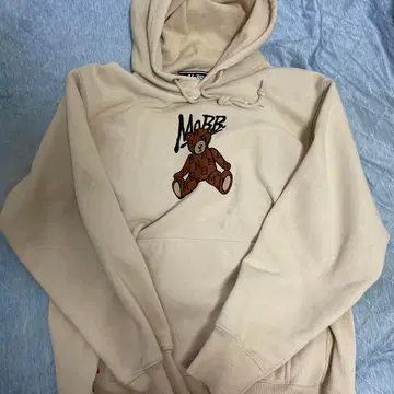 MOBB 곰 자수 베이지 후드티 M 사이즈