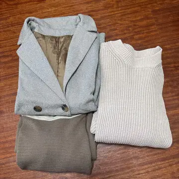 겨울 상품 브라운 계열 코트, 니트 세트