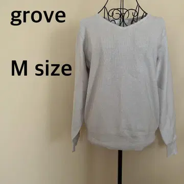 [ grove ] 리브 니트탑/스웨터/긴팔/V넥/베이지/심플