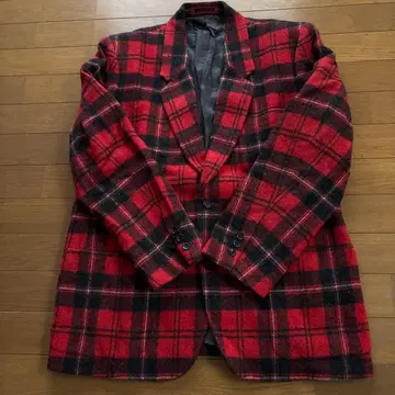 가격 인하! 새상품급 남성용 플랑드르/빨간색 계열 타탄 체크 블레이저