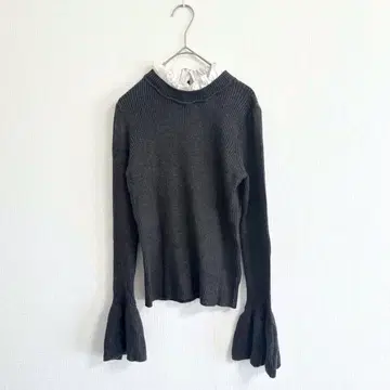 Sov. 프릴 칼라 부착 리브 니트 풀오버 덥스타 근년