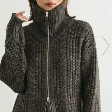 카라 달린 케이블 zip 가디건