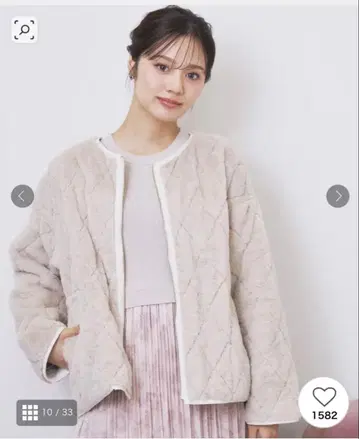 WORLD 리버서블 퀼팅 퍼 블루종 [세탁기 OK] 아이보리 S