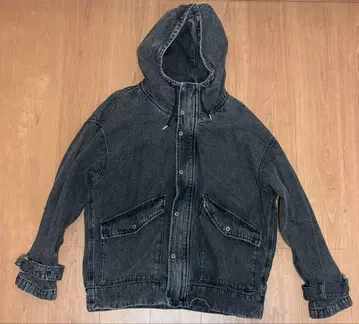 [ CLEL ] 밀리터리 디자인 데님 마운틴 후드티 M 사이즈 블랙