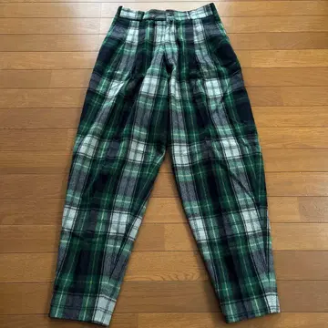 새상품급 니콜/그린 계열 타탄 체크 캐주얼 팬츠 M