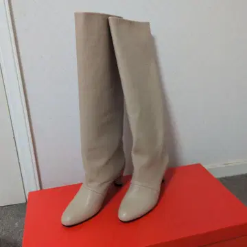 REMME 베이지 가죽 롱 부츠
