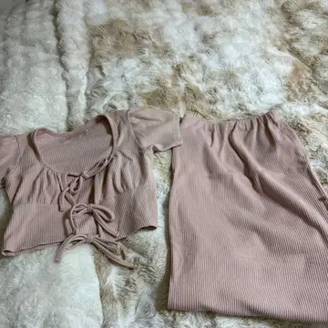 HONEY MI HONEY 핑크 리브 셋업