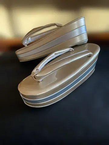 후리소데 조리 바이컬러 골드 실버 통굽 조리 3단 프리 사이즈 에나멜