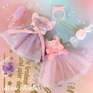 미사용 화장품 패턴 원피스 핑크 튤 원피스 세트 리카짱 의류