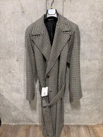 남성용 롱 트렌치코트 하운드투스 체크 52 (L)