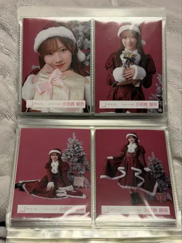 사쿠라자카46 산타 의상 브로마이드 컴프 4종 캔뱃지 오다쿠라 레이나
