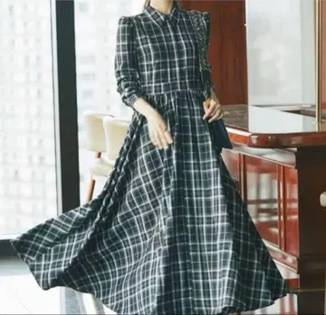 SEVEN TEN 체크 플란넬 셔츠 원피스 S