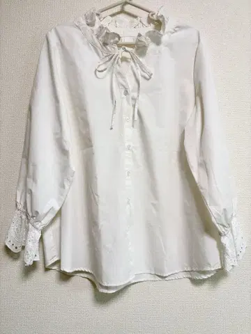 anyfee 소매 레이스 프릴 옷깃 셔츠/블라우스