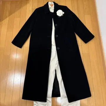 카네코 이사오 블랙 싱글 버튼 슬릿 롱 코트