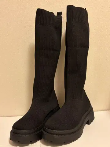 R&E 통굽 러버 솔 삭스 부츠 블랙 S 사이즈