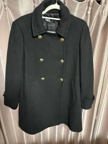 ZARA 더블 브레스트 코트 블랙 L 사이즈