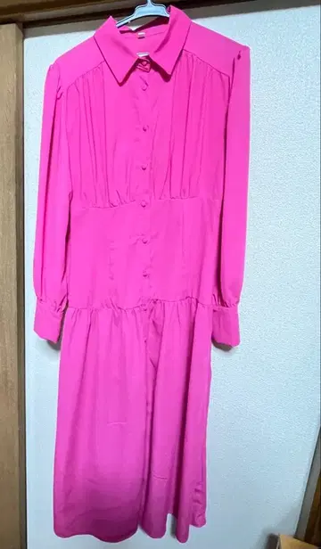 핑크 셔츠 원피스 M 사이즈 긴팔