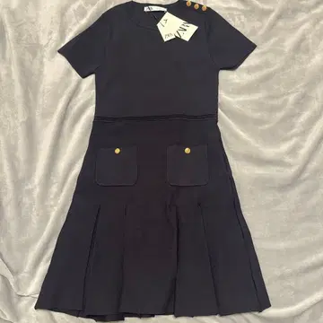 새상품 ZARA 네이비 반팔 무릎 기장 원피스 S 사이즈