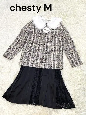 체스티 트위드 새상품 카라 부착 도킹 원피스 1