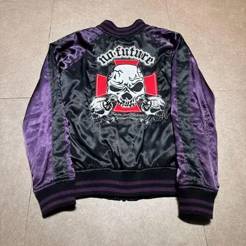 No future 스카잔 자켓 블루종 스컬 자수 해골 블랙 보라색