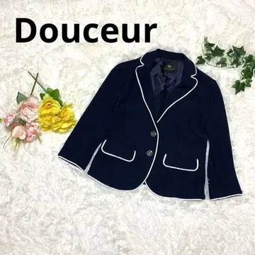 새상품급 Douceur 파이핑 테일러드 자켓 36 네이비 성숙 캐주얼