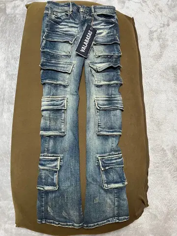 VALABASAS 장미 스키니 플레어 데님 블루 32