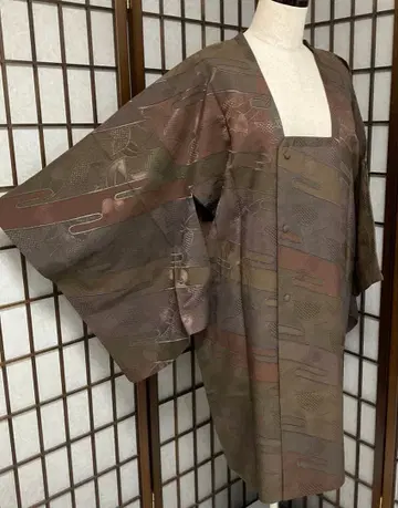 C283 순수 실크 이중 기모노 도우기 코트 컨디션 최상 기모노