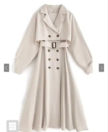 베이지 더블 브레스트 맥시 코트