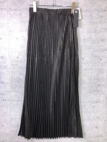 새상품 JEANASIS 레트로 라메사 샴브레이 플리츠 롱 스커트