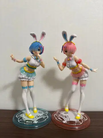 렘과 라무 토끼 귀 피규어 세트