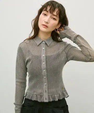 Lutim by u / 멜란지 프릴 폴로 가디건