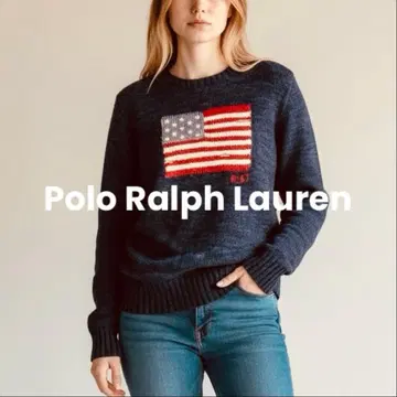 고품질 폴로 랄프로렌 성조기 자수 니트 스웨터 L 사이즈 상당