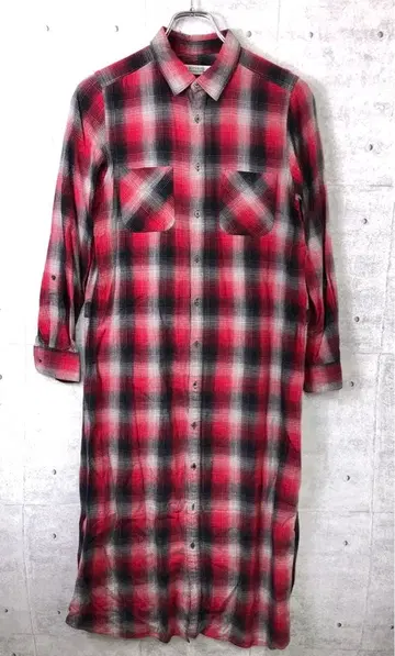 BEAUTY&YOUTH 옴브레 체크 롱 기장 레이온 셔츠 원피스