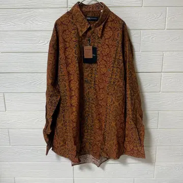 택 포함 미사용 BEDFORD 올 패턴 울 혼방 빈티지 레트로 긴팔 셔츠