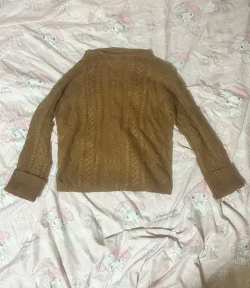 브라운 케이블 니트 스웨터 M